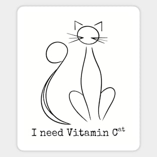 I need Vitamin Cat - Black Line Art Cat and Typewriter Font Magnet